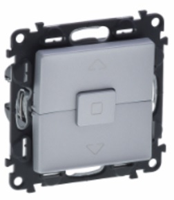 LEGRAND 752629 Модуль выключателя для рольставней и жалюзи, безвинтовые зажимы, 10А, 250В, с лицевой панелью, алюминий, Valena Life