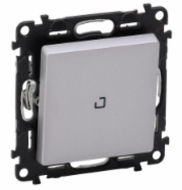 LEGRAND 752648 Модуль промежуточного переключателя с подсветкой, с установленной лампой 0.15 мА, винтовые зажимы, с лицевой панелью, 10АХ, 250В, алюми