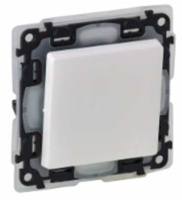 LEGRAND 752171 Модуль кнопочного выключателя с переключающим контактом, безвинтовые зажимы, 6А, 250В, IP44, с лицевой панелью, белый, Valena Life