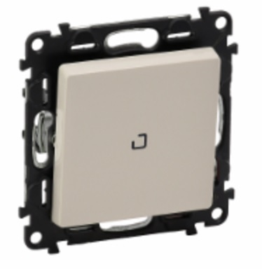 LEGRAND 752212 Модуль кнопочного выключателя с переключающим контактом, c подсветкой, безвинтовые зажимы, 6А, 250В, с лицевой панелью, слоновая кость,
