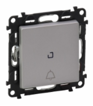 LEGRAND 752316 Модуль кнопочного выключателя с переключающим контактом, с подстветкой, с символом звонка, безвинтовые зажимы, 6А, 250В, с лицевой пане