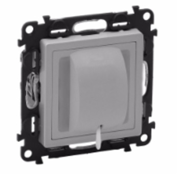LEGRAND 752324 Модуль кнопочного переключателя, со шнуром, безвинтовые зажимы, 6А 250В, с лицевой панелью, алюминий, Valena Life