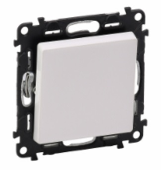 LEGRAND 752411 Модуль кнопочного выключателя с переключающим контактом, безвинтовые зажимы, 6А, 250В, с лицевой панелью, белый, Valena Life