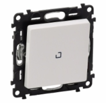 LEGRAND 752412 Модуль кнопочного выключателя с переключающим контактом, c подсветкой, безвинтовые зажимы, 6А, 250В, с лицевой панелью, белый, Valena L