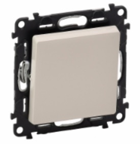 LEGRAND 752511 Модуль кнопочного выключателя с переключающим контактом, безвинтовые зажимы, 6А, 250В, с лицевой панелью, слоновая кость, Valena Life