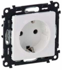 LEGRAND 753425 Модуль силовой розетки 2К+З, немецкий стандарт, винтовые зажимы, 16А, 250В, с лицевой панелью, белый, Valena Life