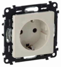 LEGRAND 753525 Модуль силовой розетки 2К+З, немецкий стандарт, винтовые зажимы, 16А, 250В, с лицевой панелью, слоновая кость, Valena Life