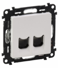 LEGRAND 753441 Модуль розетки информационной 2xRJ45, категория 5е, UTP, с лицевой панелью, белый, Valena Life