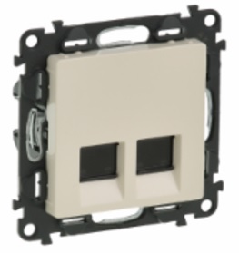 LEGRAND 753541 Модуль розетки информационной 2xRJ45, категория 5е, UTP, с лицевой панелью, слоновая кость, Valena Life