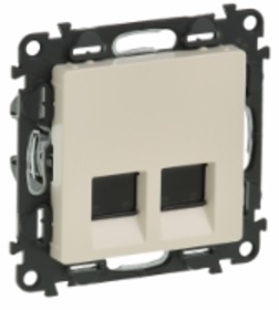 LEGRAND 753543 Модуль розетки информационной 2xRJ45, категория 6, UTP, с лицевой панелью, слоновая кость, Valena Life