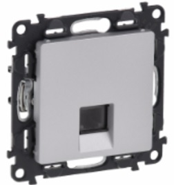LEGRAND 753638 Модуль розетки телефонной RJ11, с лицевой панелью, алюминий, Valena Life