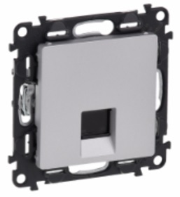 LEGRAND 753642 Модуль розетки информационной RJ45, категория 6, UTP, с лицевой панелью, алюминий, Valena Life