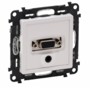 LEGRAND 753170 Модуль розетки для аудио/видео устройств с разьемами HD15, гнездо Jack 3.5мм, с лицевой панелью, белый, Valena Life