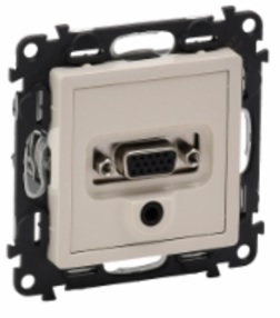 LEGRAND 753270 Модуль розетки для аудио/видео устройств с разьемами HD15, гнездо Jack 3.5мм, с лицевой панелью, слоновая кость, Valena Life