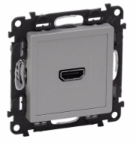 LEGRAND 753371 Модуль розетки для аудио/видео устройств HDMI 1.3, тип А, винтовые клеммы, с лицевой панелью, алюминий, Valena Life