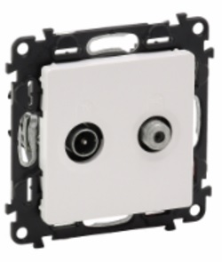 LEGRAND 753458 Модуль розетки TV-SAT звезда, двухкабельный, с лицевой панелью, белый, Valena Life