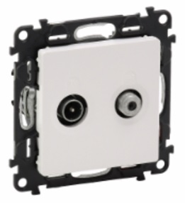 LEGRAND 753463 Модуль розетки TV-SAT проходной, 5-862 МГц/950-2400 МГц, 1.5 дБ/14 дБ, с лицевой панелью, белый, Valena Life