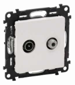 LEGRAND 753464 Модуль розетки TV-SAT звезда, 5-862МГц/950-2400МГц, с лицевой панелью, белый, Valena Life