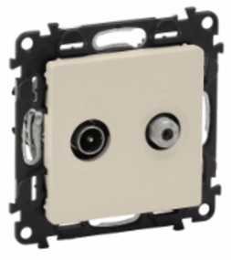 LEGRAND 753558 Модуль розетки TV-SAT звезда, двухкабельный, с лицевой панелью, слоновая кость, Valena Life