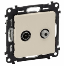 LEGRAND 753563 Модуль розетки TV-SAT проходной, 5-862 МГц/950-2400 МГц, 1.5 дБ/14 дБ, с лицевой панелью, слоновая кость, Valena Life