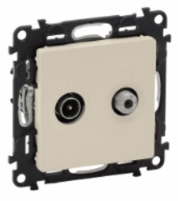 LEGRAND 753564 Модуль розетки TV-SAT звезда, 5-862МГц/950-2400МГц, с лицевой панелью, слоновая кость, Valena Life