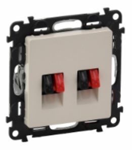 LEGRAND 753578 Модуль розетки акустической двойной с пружинными зажимами, с лицевой панелью, слоновая кость, Valena Life