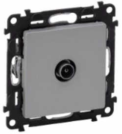 LEGRAND 753661 Модуль розетки TV проходной, 0-2400 МГц, 1.5 дБ/14 дБ, с лицевой панелью, алюминий, Valena Life