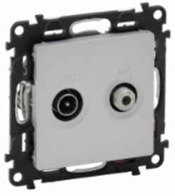 LEGRAND 753662 Модуль розетки TV-SAT оконечной, 5-862 МГц/950-2400 МГц, 10 дБ, с лицевой панелью, алюминий, Valena Life
