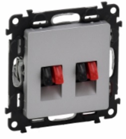LEGRAND 753678 Модуль розетки акустической двойной с пружинными зажимами, с лицевой панелью, алюминий, Valena Life