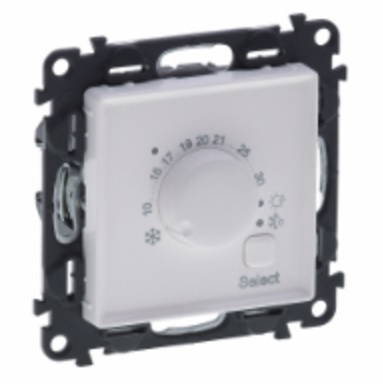 LEGRAND 752133 Модуль комнатного электронного термостата 5-30 °С, 8А, 230В, винтовые зажимы, с лицевой панелью, белый, Valena Life
