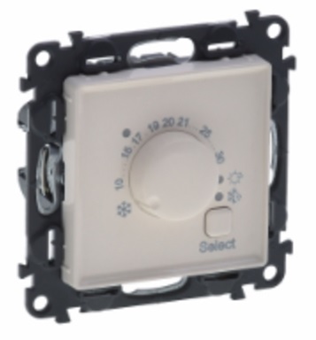 LEGRAND 752233 Модуль комнатного электронного термостата 5-30°С, 8А, 230В, винтовые зажимы, с лицевой панелью, слоновая кость, Valena Life