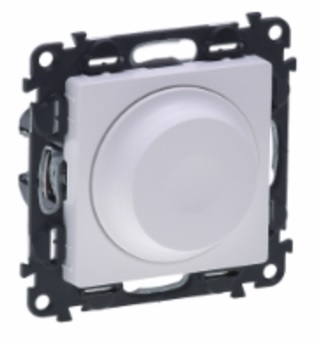 LEGRAND 752460 Модуль светорегулятора с поворотной ручкой, без нейтрали, 300Вт, с лицевой панелью, белый, Valena Life