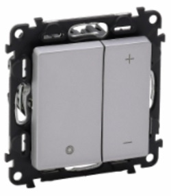 LEGRAND 752662 Модуль кнопочного светорегулятора, без нейтрали, 400Вт, с лицевой панелью, алюминий, Valena Life