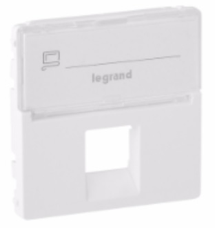 LEGRAND 755470 Лицевая панель для розеток RJ45 с держателем маркировки 753042/753044/753046/753048/753070, белая, Valena Life