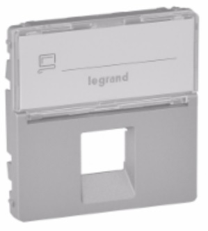 LEGRAND 755472 Лицевая панель для розеток RJ45 с держателем маркировки 753042/753044/753046/753048/753070, алюминий, Valena Life