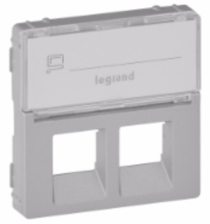 LEGRAND 755482 Лицевая панель для розеток RJ45 с держателем маркировки 753032/753041/753043/753045/753047/753049, алюминий, Valena Life