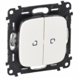 LEGRAND 752709 Модуль 2-клавишного переключателя на 2 направления, с подсветкой, безвинтовые зажимы, 10АX, 250В, с лицевой панелью, белый, Valena Allu