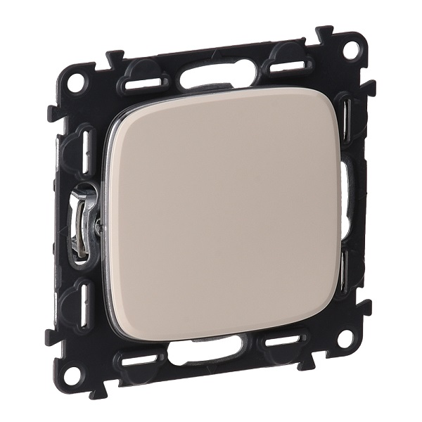 LEGRAND 752801 Модуль 1-клавишного выключателя, безвинтовые зажимы, 10АX, 250В, с лицевой панелью, слоновая кость, Valena Allure