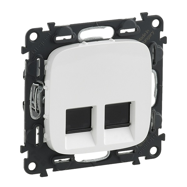LEGRAND 753743 Модуль розетки информационной 2хRJ45, категория 6, UTP, с лицевой панелью, белый, Valena Allure