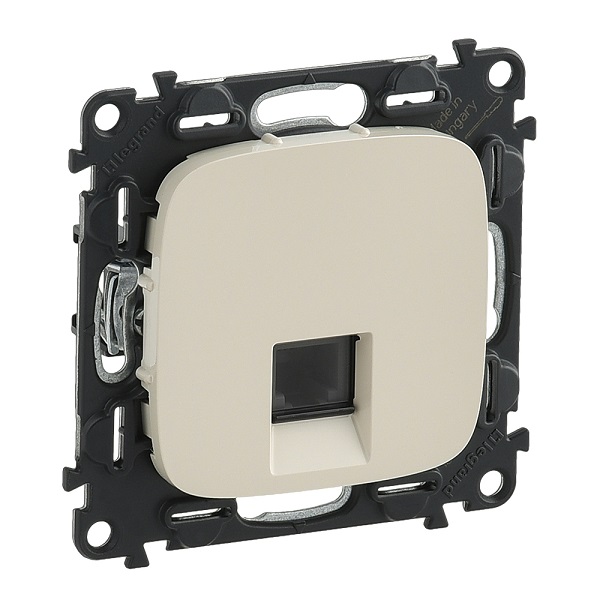 LEGRAND 753842 Модуль розетки информационной RJ45, категория 6, UTP, с лицевой панелью, слоновая кость, Valena Allure