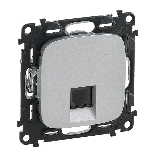 LEGRAND 753938 Модуль розетки телефонной RJ11, с лицевой панелью, алюминий, Valena Allure
