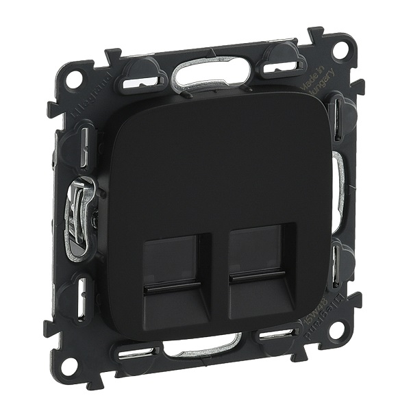 LEGRAND 753953 Модуль розетки информационной 2хRJ45, категория 6, UTP, с лицевой панелью, антрацит, Valena Allure