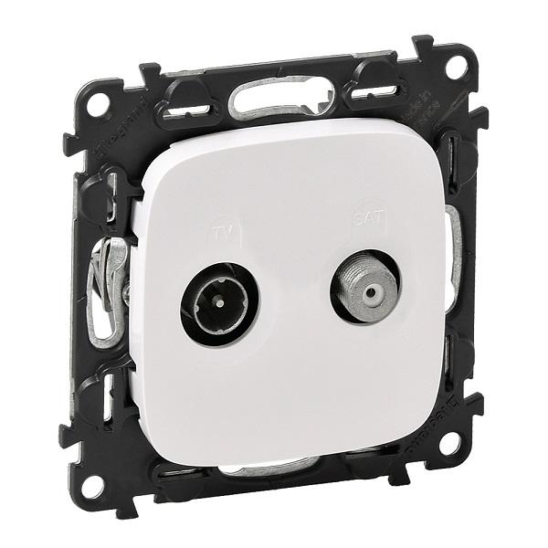 LEGRAND 753758 Модуль розетки TV-SAT звезда, двухкабельная, c лицевой панелью, белый, Valena Allure