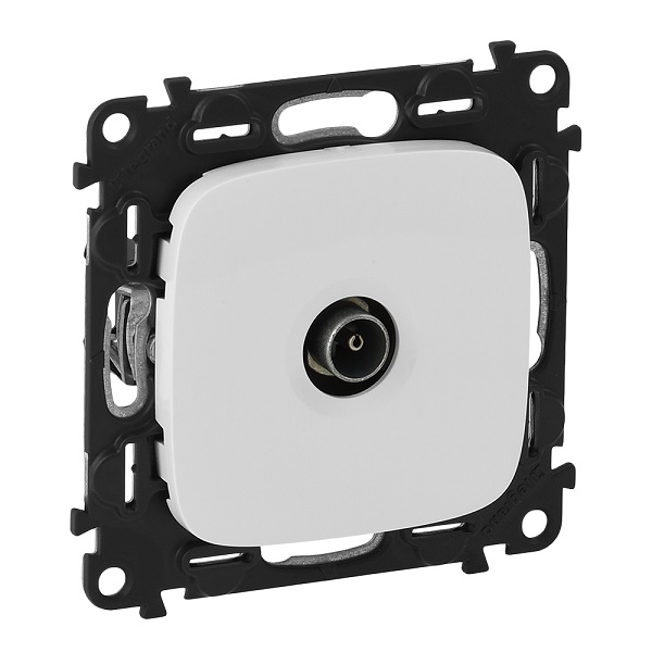 LEGRAND 753761 Модуль розетки TV проходной, 0-2400 МГц, 1.5 дБ/14 дБ, c лицевой панелью, белый, Valena Allure