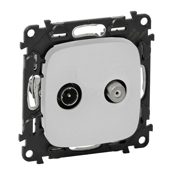 LEGRAND 753958 Модуль розетки TV-SAT звезда, двухкабельный, c лицевой панелью, алюминий, Valena Allure
