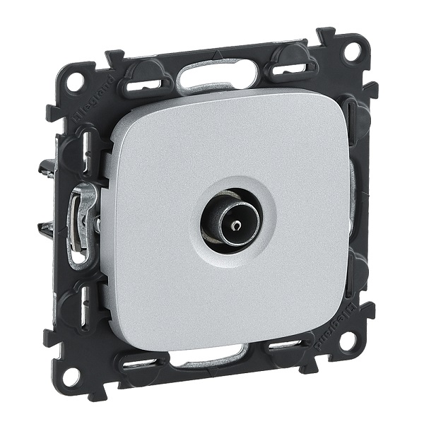 LEGRAND 753961 Модуль розетки TV проходной, 0-2400 МГц, 1.5 дБ/14 дБ, c лицевой панелью, алюминий, Valena Allure