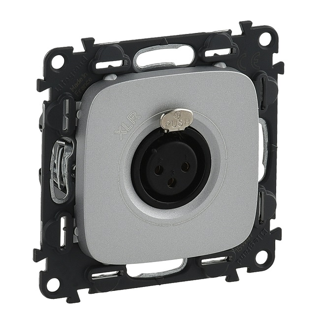 LEGRAND 754737 Модуль аудиорозетки с 3-контактным гнездом XLR, с лицевой панелью, алюминий, Valena Allure
