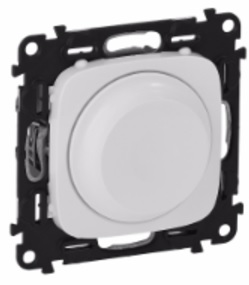 LEGRAND 752760 Модуль светорегулятора с поворотной ручкой, без нейтрали, 300Вт, с лицевой панелью, белый, Valena Allure