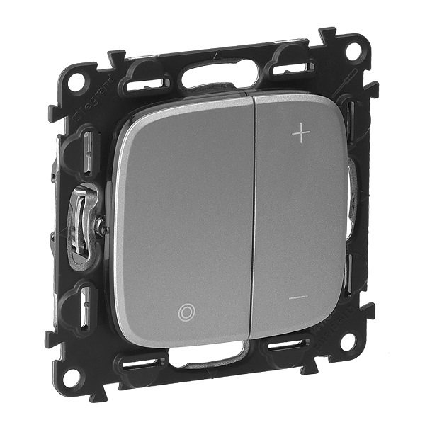 LEGRAND 752962 Модуль кнопочного светорегулятора, без нейтрали, 400Вт, с лицевой панелью, алюминий, Valena Allure