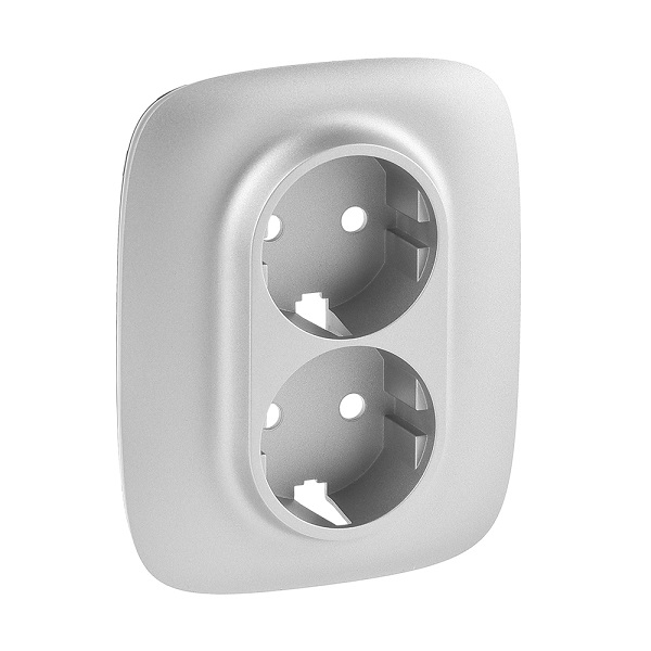 LEGRAND 754957 Лицевая панель для двойных розеток 2К+З 753027/753031, алюминий, Valena Allure